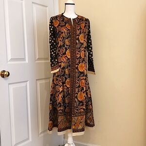 Khaadi SILK Autumn Dress Kurta Tunic A-Line Anarkali Top M 12